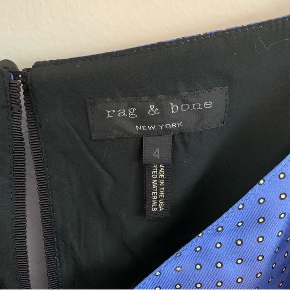 Rag & Bone Blue/Black Celeste Comb Harris Silk Polka Dot Shift Mini Dress, 4 - Picture 7 of 16